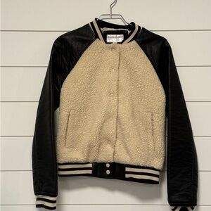 Women's Black and Cream Bomber Jacket
